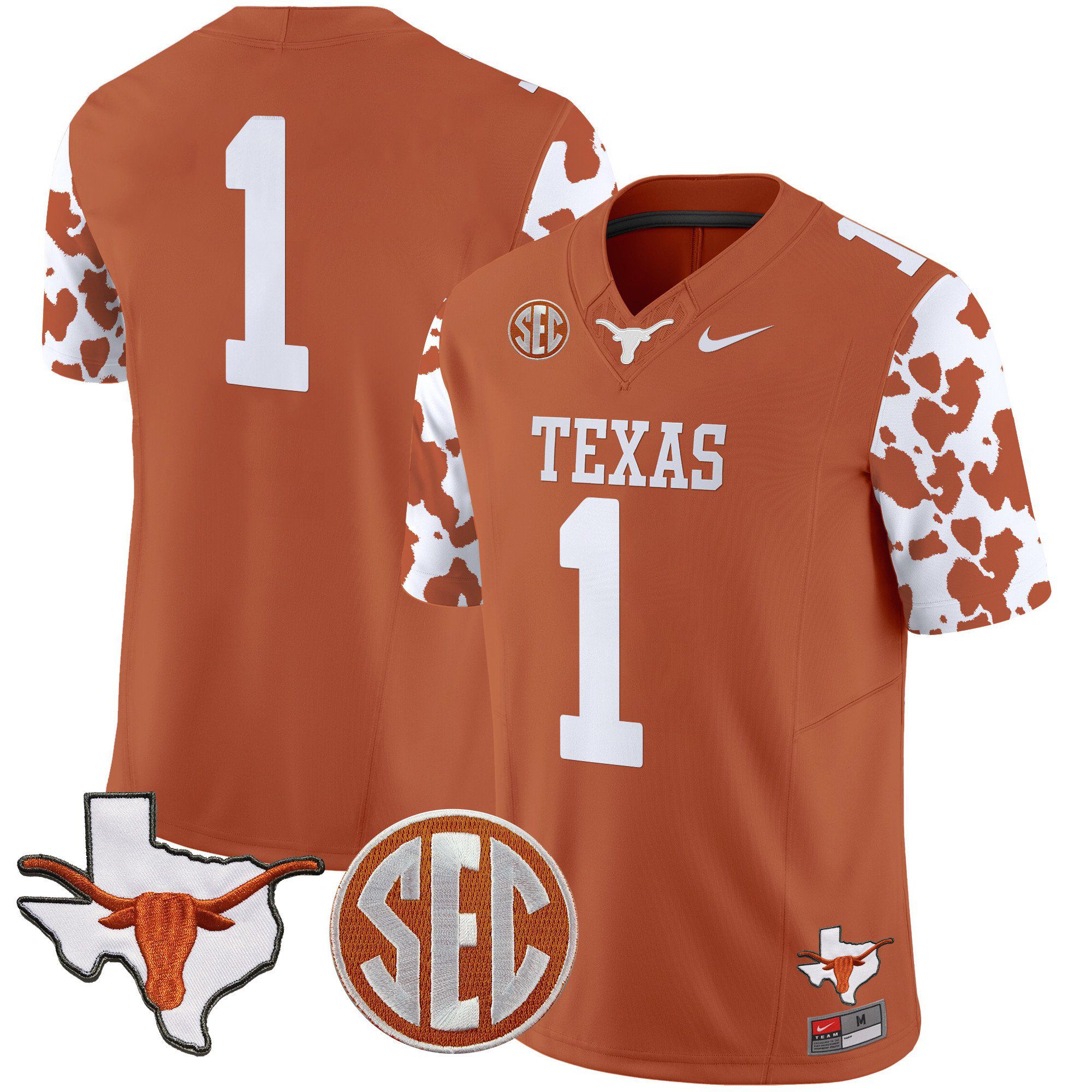 Men Texas Longhorns #1 No Name Orange 2024 Nike Cow Spots Vapor Limited NCAA Jersey->indianapolis colts->NFL Jersey